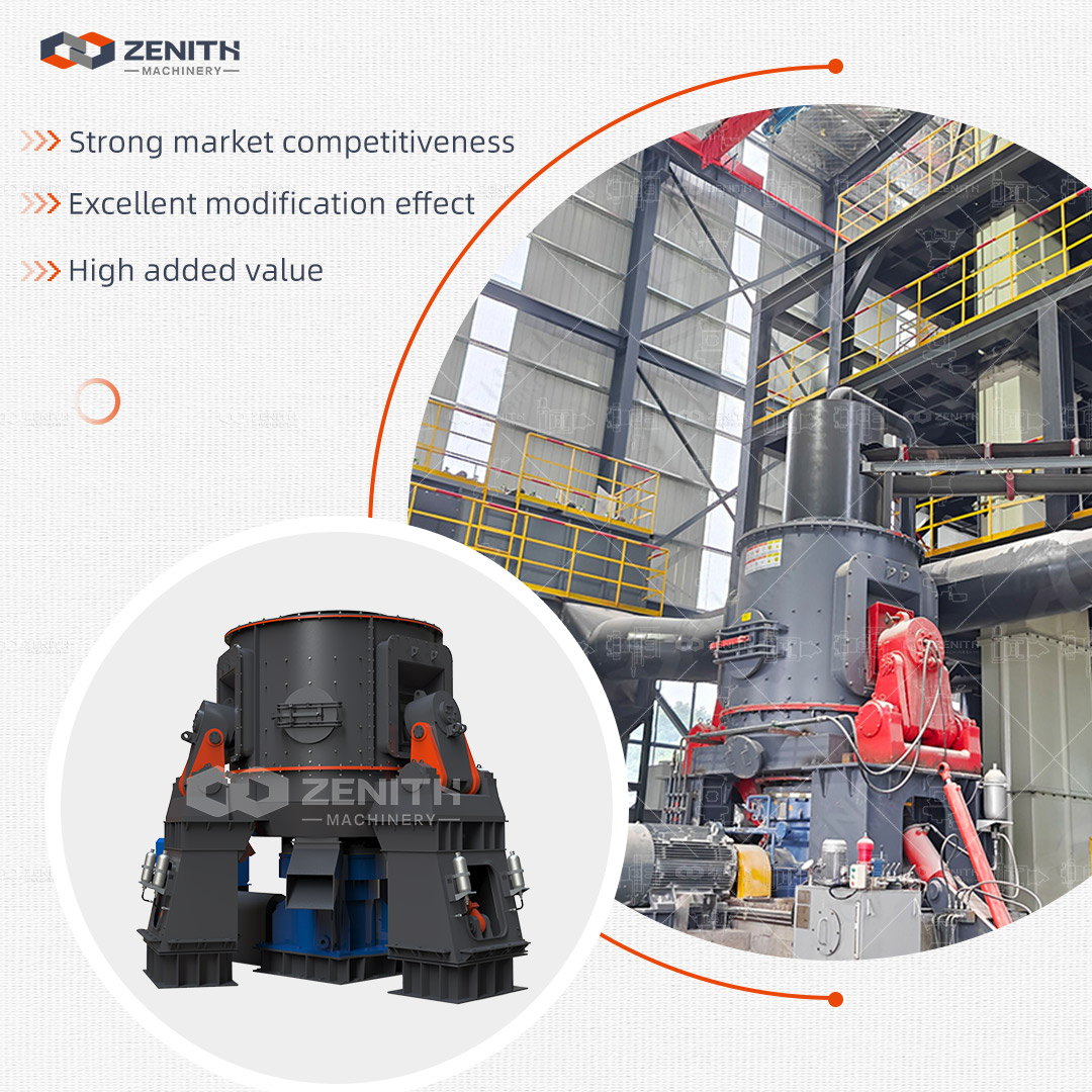 Schematic diagram illustrating the working principle of the LM Vertical Mill, showing material flow, grinding rollers, and separator.